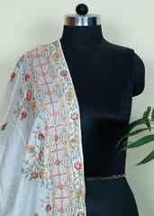 White Dyeable Chinon Chiffon Embroidered Dupatta (2.5 Mtr Piece)