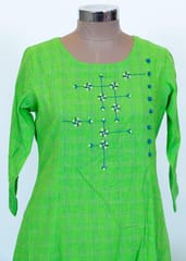 Parrot Green Color Cotton Kurti