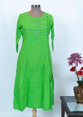 Parrot Green Color Cotton Kurti