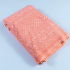 Peach Color Georgette Chikan Embroidery fabric