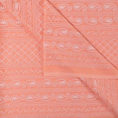 Peach Color Georgette Chikan Embroidery fabric