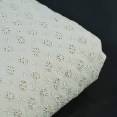 Off White Dyeable Cotton Chikan fabric