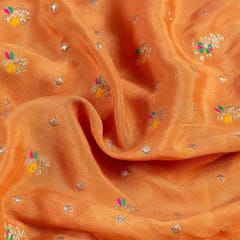 Orange Viscose Chiffon Jacqurd fabric