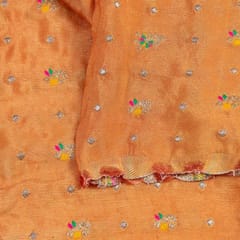 Orange Viscose Chiffon Jacqurd fabric