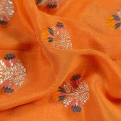 Orange Viscose Chiffon Jacquard fabric