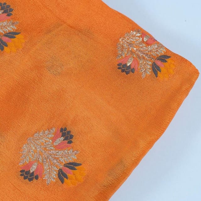 Orange Viscose Chiffon Jacquard fabric