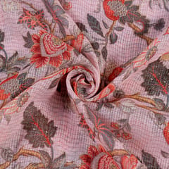 Peach Color Kota Digital Printed Fabric