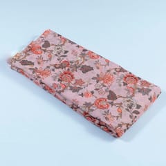 Peach Color Kota Digital Printed Fabric