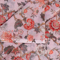 Peach Color Kota Digital Printed Fabric