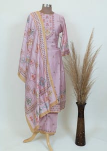 Mauve Color Muslin Printed Kurta And Pant With Printed Dupatta