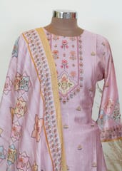 Mauve Color Muslin Printed Kurta And Pant With Printed Dupatta