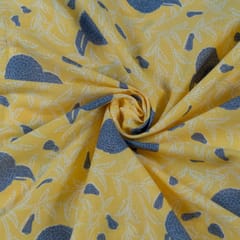 Yellow Cotton Discharge Printed Fabric(60Cm Piece)