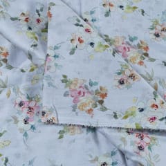 Light Grey Glace Cotton Digital Printed Fabric