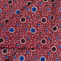 Red Color Kantha Dobbi Ajarakh Printed Fabric