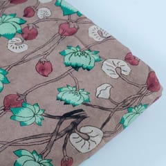 Dark Beige Color Digital Muslin Printed Fabric