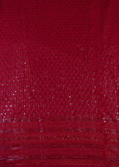 Maroon Color Rayon Chikan Embroidered Fabric