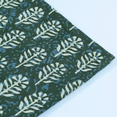 Green Color Cotton Cambric Batik Printed Fabric