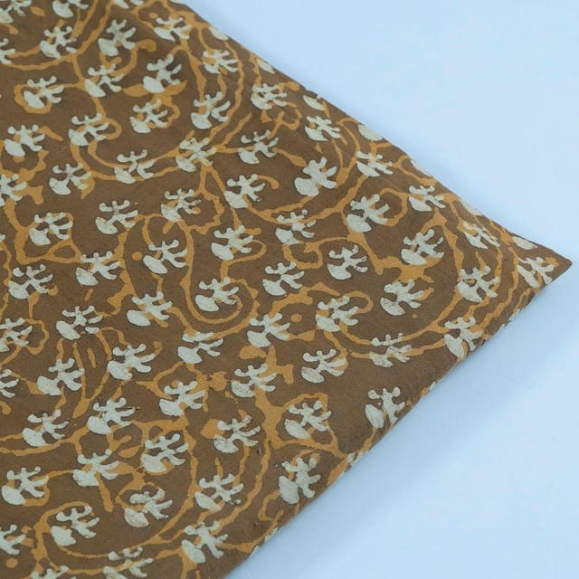 Mustard Color Cotton Cambric Batik Printed Fabric(1.5Meter Piece)