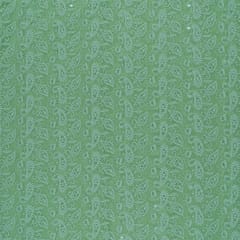 Pista Green Color Gerogette Chikan Embroidered Fabric With Sequence