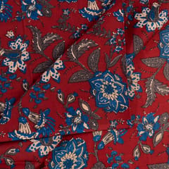 Maroon Color Cambric Printed Fabric