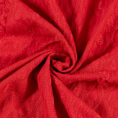 Red color Big width Rayon chikan fabric