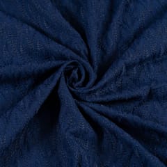 Navy Blue color Big width Rayon chikan fabric