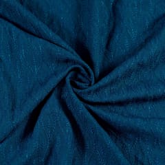 Peacock Blue color Big width Rayon chikan fabric