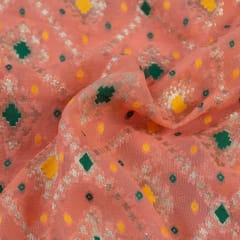 Peach Color Georgette Jacquard fabric