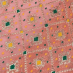 Peach Color Georgette Jacquard fabric