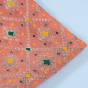 Peach Color Georgette Jacquard fabric