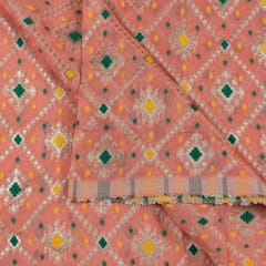 Peach Color Georgette Jacquard fabric