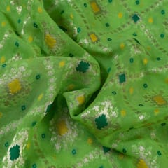 Lime Green Color Georgette Jacquard fabric