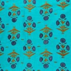 Firozi Dazzle Cotton Slub Printed Fabric