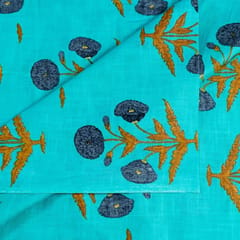 Firozi Dazzle Cotton Slub Printed Fabric