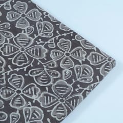 Grey Cotton Batik Printed Fabric