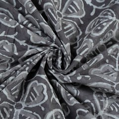 Grey Cotton Batik Printed Fabric