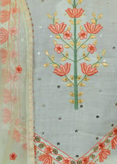 Lemon Embroidered Muslin Shirt and Organza Dupatta with Shantoon lower