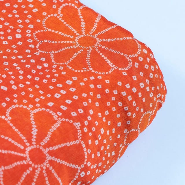 Orange Color Chinon Chiffon Bandhni Printed Fabric