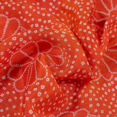 Orange Color Chinon Chiffon Bandhni Printed Fabric