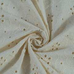 Off White Dyeable Cotton Chikan fabric