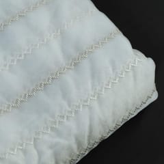 White Dyeable Organza ZigZag Embroidered Fabric