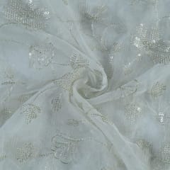 White Dyeable Organza Embroidered Fabric