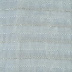 White Dyeable Organza ZigZag Embroidered Fabric