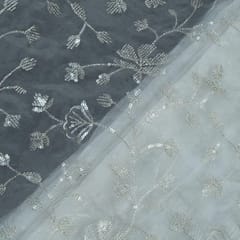 White Dyeable Organza Embroidered Fabric