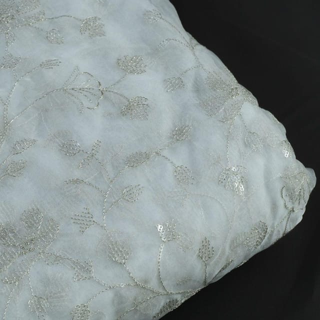 White Dyeable Organza Embroidered Fabric