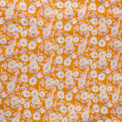 Yellow Color Armani Satin Digital Printed Fabric