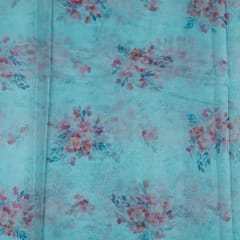 Light Firozi Color Organza Digital Printed Fabric