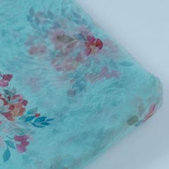 Light Firozi Color Organza Digital Printed Fabric