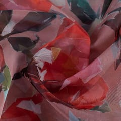 Peach Color Organza Digital Printed Fabric