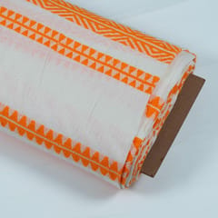 WHITE  WITH  ORANGE  STRIPES fabric